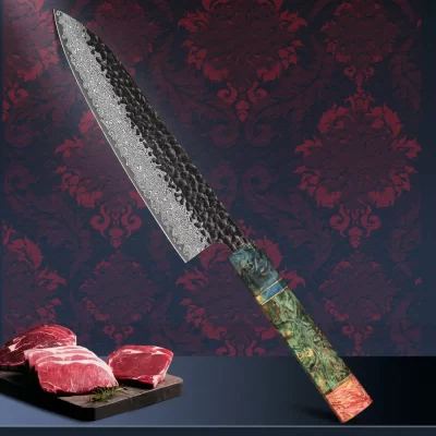 Faca de cozinha japonesa feita à mão em aço damasco forjado faca de chef personalizada de 8 polegadas