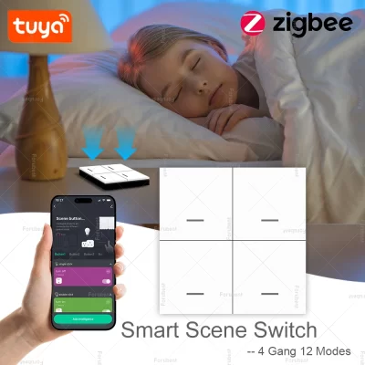 Tuya zigbee 3.0 interruptor de cena inteligente 4 gang cenário 12 cenas interruptor automação inteligente em casa controlador botão sem fio