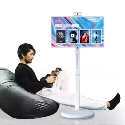 32 Polegada mini tv bateria energia portátil tv inteligente com câmera tela de toque controle voz girar televisão portátil