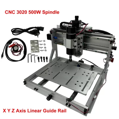 Alumínio CNC Router Máquina De Gravura, Trilho De Guia Linear, Motor Do Eixo, Interruptor De Limite, E-stop, Fresadora GRBL, 500W, 3020