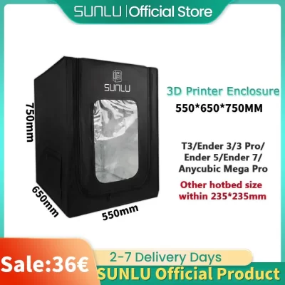 Sunlu gabinete de impressora 3d acessórios capa de isolamento para ender 3 ender 3 pro adequado cama quente tamanhos até 235*235m