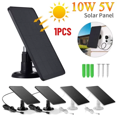painel solar portatil 10w Carregador portátil de painéis solares para câmera de segurança, micro usb, carregamento tipo c, impermeável, sistema de luz doméstica, 10w, 5v