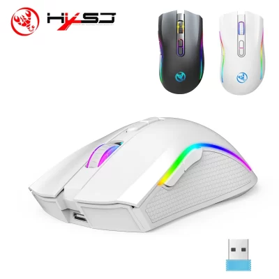 HXSJ T69 ergonomia portátil sem fio 2.4G Rgb mouse para jogos sem fio laptop computador mouse sem fio para jogo pc