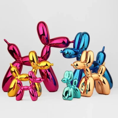 Balão de resina escultura de cachorro nórdico filhote de cachorro decoração de casa sala de estar decoração de mesa estatuetas de escritório para decoração de interiores estátua de casa