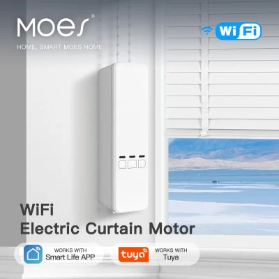 MOES-Tuya WiFi Inteligente Motor Elétrico Cortinas de Rolo Sombra Obturador, Kit Remoto RF, Smart Life App via Alexa e Google