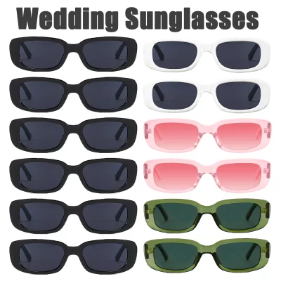 12-100 pçs retro vintage óculos de sol casamento pequeno quadrado retângulo óculos de proteção uv400 para festa de aniversário