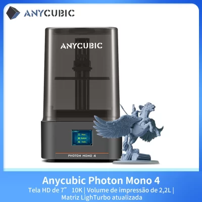 ANYCUBIC Photon Mono 4 Impressora 3D 10K 7 ''tela de alta definição Impressora de resina UV Tamanho de impressão 3D de alta velocidade 153 × 87 × 165mm