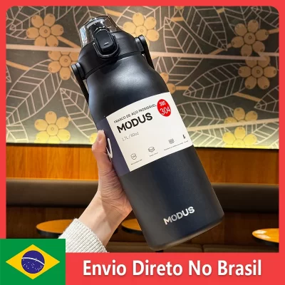 Garrafa Térmica De Grande Capacidade Em Aço Inoxidável Com Canudo,Ginásio Acampamento Outdoor 800ml/1700ml