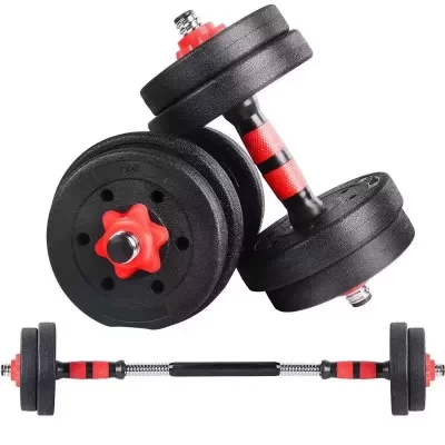 Venda quente portátil ginásio peso muscular halteres de cimento conjunto 10 15 20 30 40 kg conjunto de halteres de cimento revestido de borracha