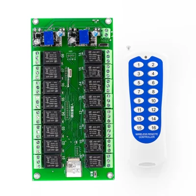 Módulo de interruptor de relé tuya, 16 canais, wi-fi/zigbee, dc 7-27v ac 85-250v, sem fio, interruptor de controle remoto para casa inteligente com rf 433mhz
