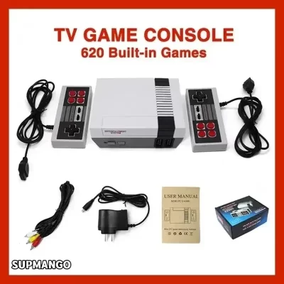 Mini TV Handheld Família Recreação Video Game Console, Saída AV, Retro, Built-in 620 Jogos Clássicos, Dual Gamepad, Gaming Player
