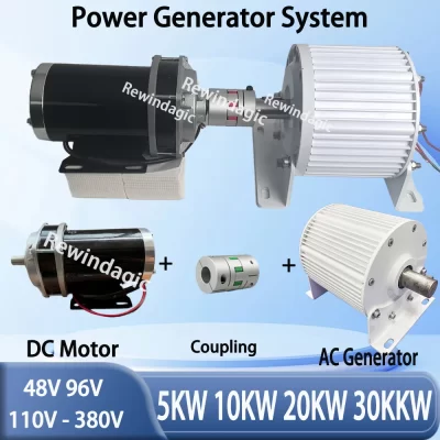 Gerador de ímã permanente da unidade de energia 380v 5kw 10kw 20kw 30kw com 48v 60v 24v dc conjunto omplete do motor com correia de corrente de acoplamento