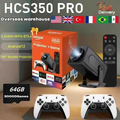 Projeto Hcs350 Pro Retro Consoles de videogame Console de jogos portátil WIFI Portátil Inteligente Quad Core Arm Cortex-a53 Projetor