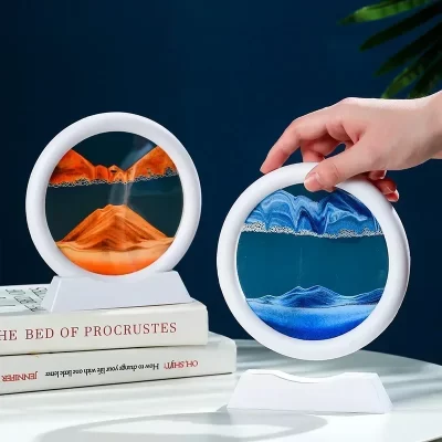 Imagem de arte de areia em movimento 3d, vidro redondo, mar profundo, paisagem, ampulheta, areia movediça, artesanato, pintura fluida, escritório, decoração de casa, presente