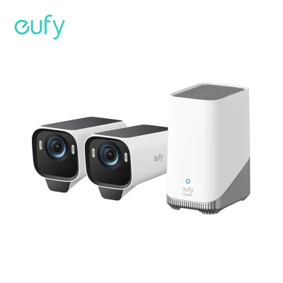 eufyCam S3 Pro Kit de 2 Câmeras Câmera Solar Externa Sem Fio MaxColor Visão Noturna 4K Câmera de Segurança com Painel Solar Forever Power