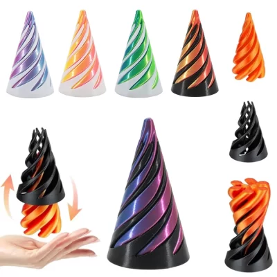 3D Impresso Espiral Cone Brinquedo Impossível Pirâmide Passthrough Escultura Passar Pirâmide Brinquedo Mini Vortex Thread Ilusão