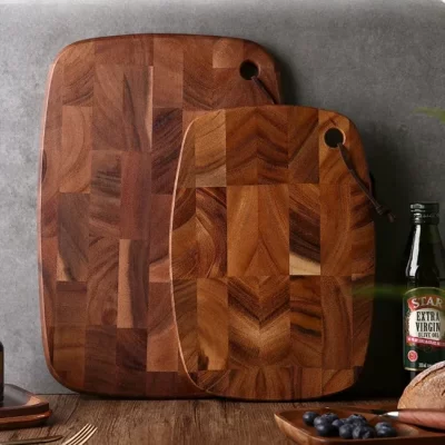 Tábua de corte dupla face usando madeira de acácia premium, placa de cortar, drenagem de água e ferramentas de cozinha à prova de umidade