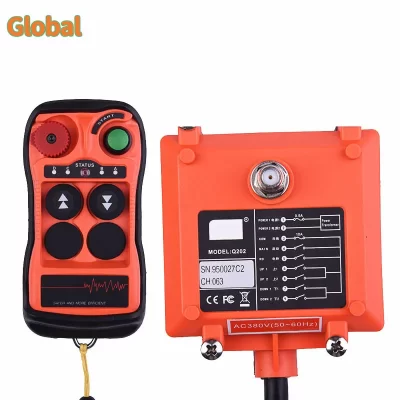 Q202 2 botões de velocidade dupla industrial guindaste rádio sem fio interruptores controle remoto guinchos talha pista guindaste elevador controlador