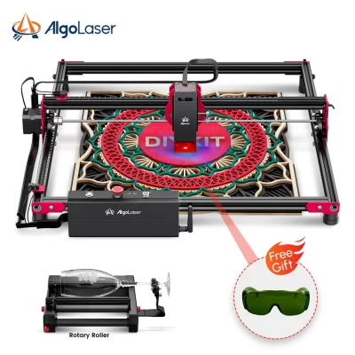 AlgoLaser Máquina de corte a laser DIY KIT 5W 10W Rolo de gravação rotativa para carpintaria Cortador CNC Metal Madeira Couro Acrílico 40x40CM