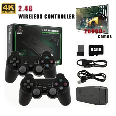 Basix 2.4G Dual Wireless Video Game Stick Joystick Console Gaming Stick 4K 20000+ Gaming 64GB Retro Gaming Presente de Ação de Graças