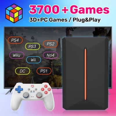 JMachen Lbox 500GB Game Hard Disk com mais de 3700 PC/3D Games Retro Game Console para PS4/PS3/PS2/PS1/Wii/Wiiu/N64 para Win PC/Laptop