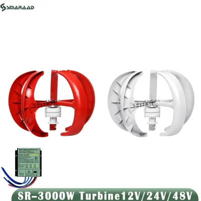 Turbina eólica vertical de 3000W, 12V 48V, eixo vertical, gerador de vento VAWT, pequeno moinho de vento, energia livre com controlador de carregamento MPPT