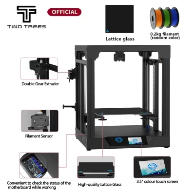 Twotrees Sp-5 V1.1 Impressora 3D Impressão de velocidade padrão Nivelamento automático Estrutura CoreXY Extrusora de unidade dupla Impressão PA/PC/PLA/ABS/TPU