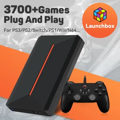 Launchbox 500g disco rígido para jogos retrô embutido 3700 peças/jogos retrô console de jogos retrô para ps4/ps3/ps1/switch/wii/sega saturno/n64