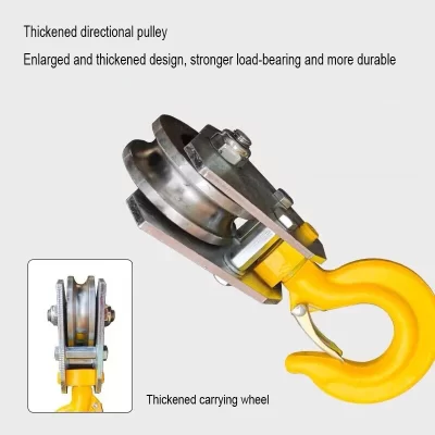 Bloco de polia de elevação, roda de reboque com gancho para guincho, liga de aço, gancho de guincho elétrico, bloco de elevação, corda de fio