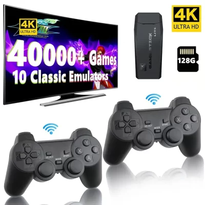 Console de jogos retrô M8 com 10000/20000/40000 + Stick de videogame 2.4G Controlador de jogos sem fio 4K HDMI Plug & Play