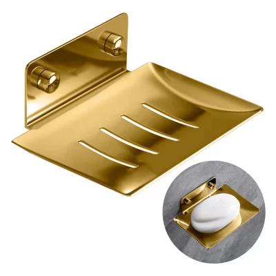 Saboneteira Dourada Banheiro Porta Sabonete Luxo Aço Inox 304 Brinovar