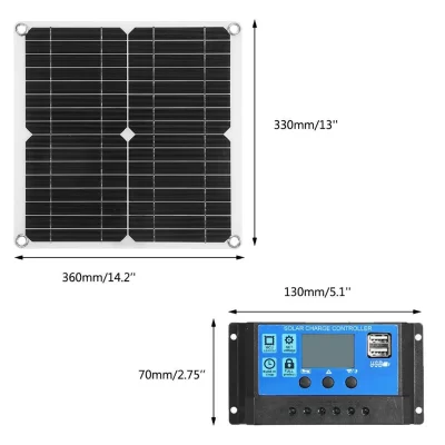 Kit de painel solar 25w 50w duplo 12v usb com controlador 10a/20a células solares poli para carro iate rv carregador de bateria