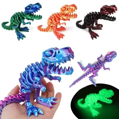 3d impresso dragão conjunto artesanato modelo decoração brinquedo fidget rotativo tiranossauro rex esqueleto dinossauro presente para crianças aniversários