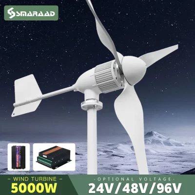 Gerador de turbina eólica horizontal, 5000w, 24v, 48v, 96v, energia livre, dínamo magnético, forte potência, 220v, saída inversora para casa