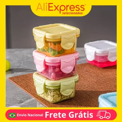 Pote Lancheira Infantil 4cm Hermético Alimentar Armazenamento Comida Kids Merendeira Escolar Varias Cores