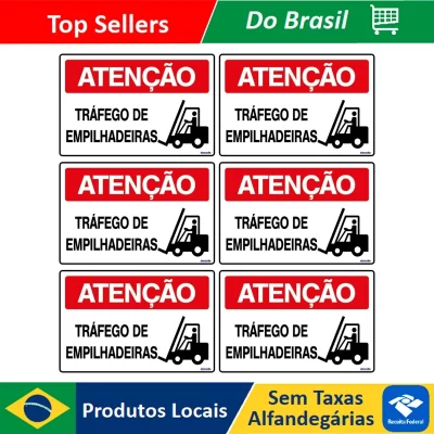 Combo 6 Placas De Sinalização Atenção Tráfego De Empilhadeiras 30x20 Ekomunike - S-226 F9e