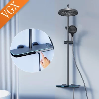 Vgx sistema de chuveiro termostático conjunto inteligente digital torneira do chuveiro do banheiro display temperatura chuvas chuveiro do banheiro conjunto