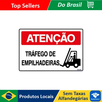 Placa De Sinalização Atenção Tráfego De Empilhadeiras 30x20 Ekomunike - S-226 F9e