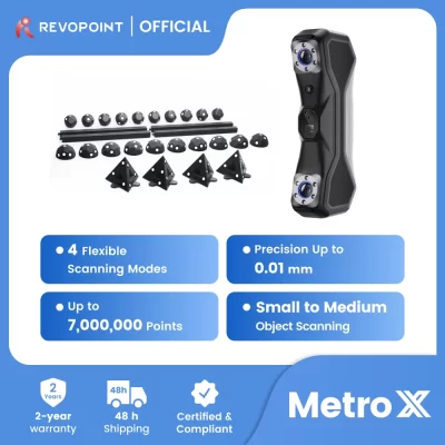 Revopoint metrox scanner a laser 3d para medir azul scanner 3d de múltiplas linhas cad designer 0.01mm digitalização portátil de alta precisão
