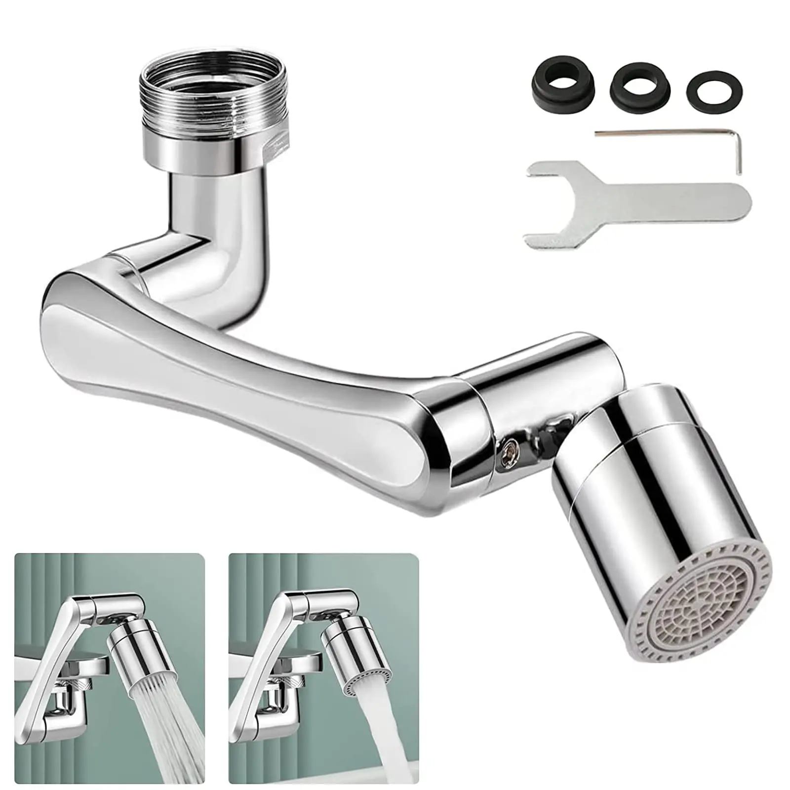 Aerador de Torneira 1080° Rotação Bocal Extensor Cozinha Anti-Respingo Modo Duplo Adaptador 22mm 24mm Bubbler Braço Robótico - Image 2