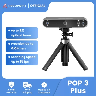 Revopoint pop 3 plus scanner 3d para impressora 3d 0.04mm precisão 18fps velocidade scanner portátil padrão objeto médio scanner 3d