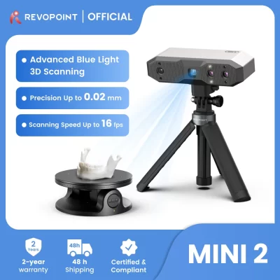 Revopoint MINI 2 scanner 3D avançado de até 0,02 mm de precisão, digitalização rápida de 16 fps, scanner para odontologia, joias e objetos pequenos