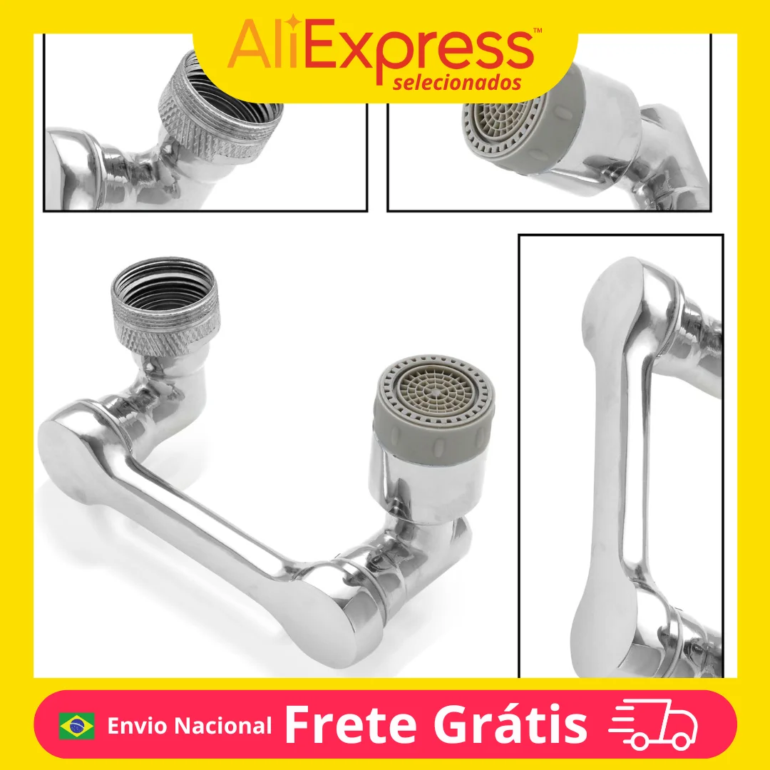 Aerador de Torneira 1080° Rotação Bocal Extensor Cozinha Anti-Respingo Modo Duplo Adaptador 22mm 24mm Bubbler Braço Robótico
