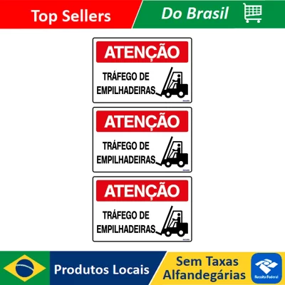 Combo 3 Placas De Sinalização Atenção Tráfego De Empilhadeiras 30x20 Ekomunike - S-226 F9e