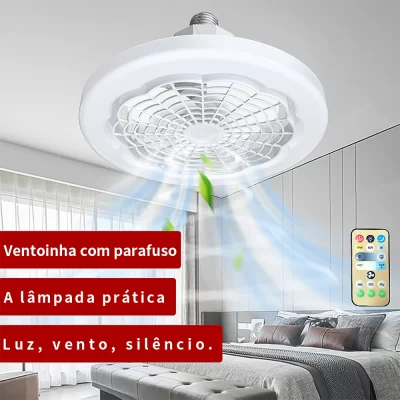 Ventilador Lâmpada De Teto Ajustável Luz 30W Led Baixo Ruído Controle Remoto Incluído