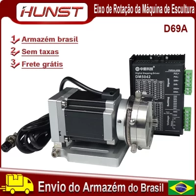 HUNST Dispositivo de fixação rotativa com diâmetro de 69 mm, pinça, três mandriles, mesa de trabalho rotativa para máquina de peças de marcação a laser
