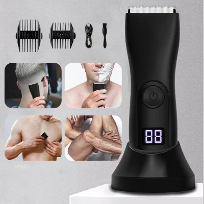 Corpo à prova dwaterproof água aparador de pêlos bolas barbeador para homem elétrico pubic groomer clippers lâmina cerâmica masculino privado depilação