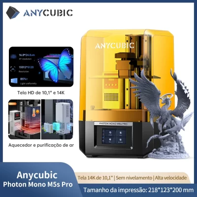 Anycúbico fóton mono m5s pro 10.1 ''14k alta velocidade sla lcd resina impressora 3d nivelamento livre 150 mm/h tamanho de impressão 218*123*200mm