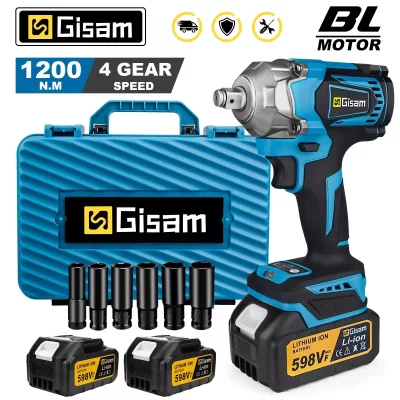 Gismo 1200N.M Torque Brushless Chave de impacto elétrica 1/2 polegada Chave de fenda sem fio Ferramenta elétrica para Makita 18V Bateria Pin