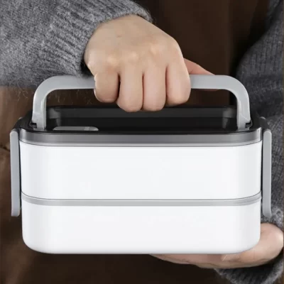 Lancheira de camada dupla 304 caixa bento isolada de aço inoxidável com saco térmico portátil estudantes escritório trabalhador recipiente de alimentos